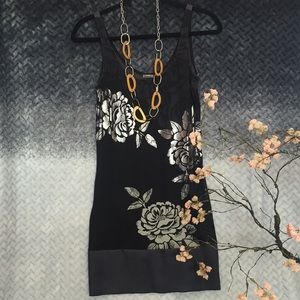 Express dress black grey silver blue